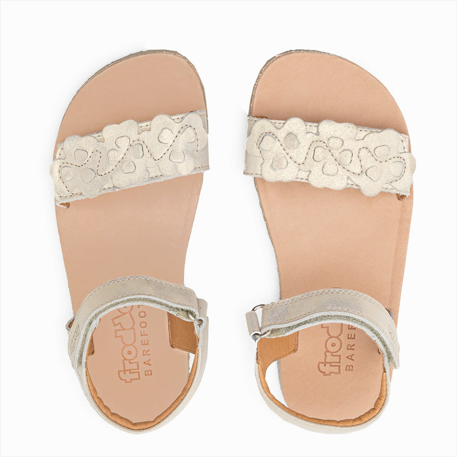 Froddo Barefoot Sandalias Flexy Flowers Platino Brillante