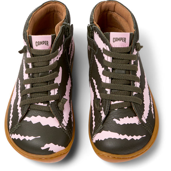 Camper Kids Peu Caña Alta Twins Marron Rosa