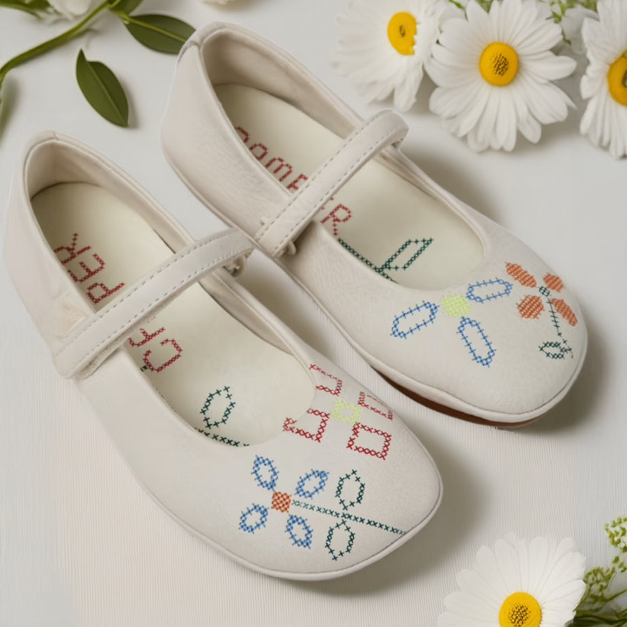 Camper Ballerines Twins Crema Bordado