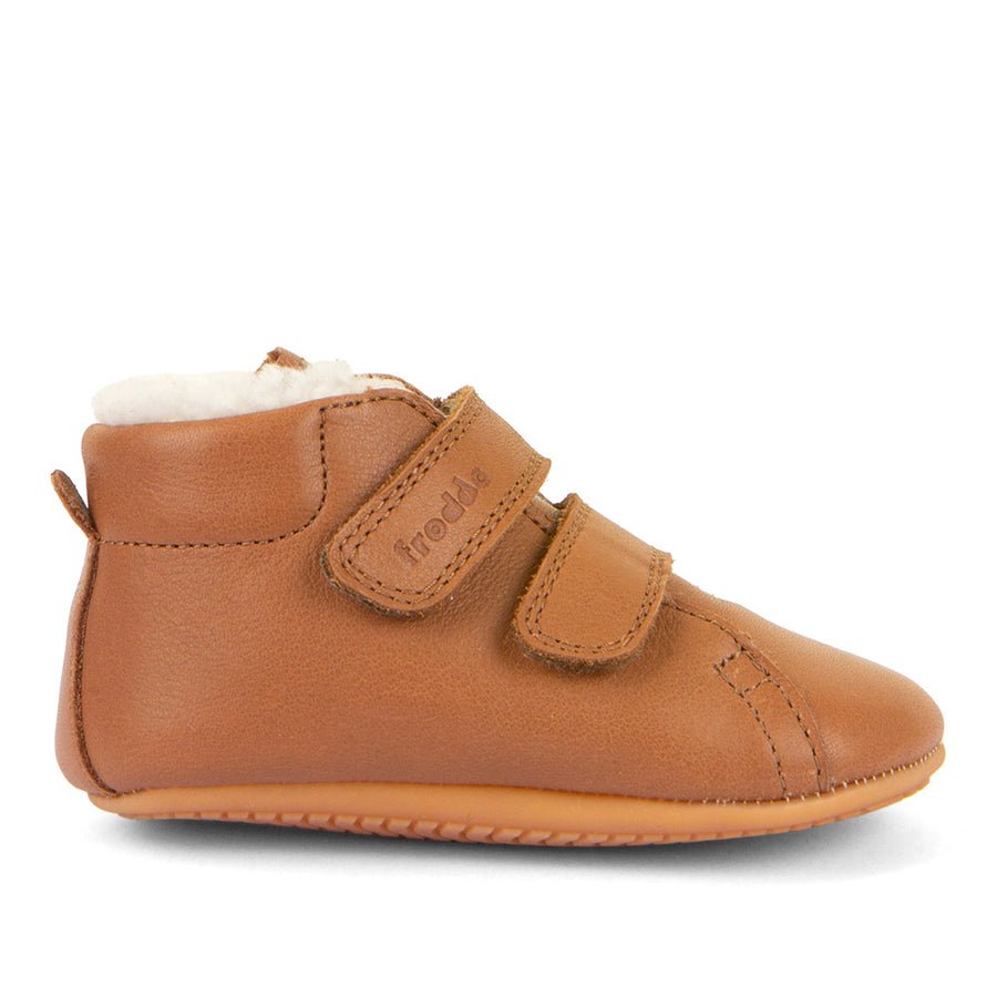 Froddo Prewalkers Barefoot Fourrés Deux Scratchs Cognac
