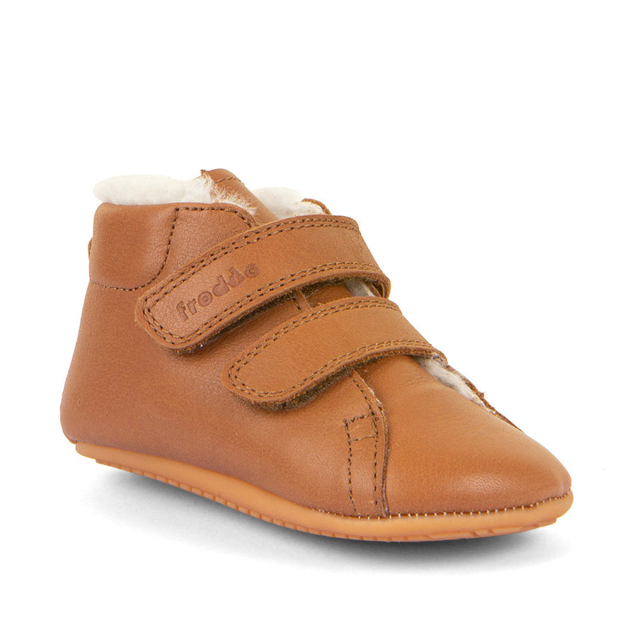 Froddo Prewalkers Barefoot Fourrés Deux Scratchs Cognac