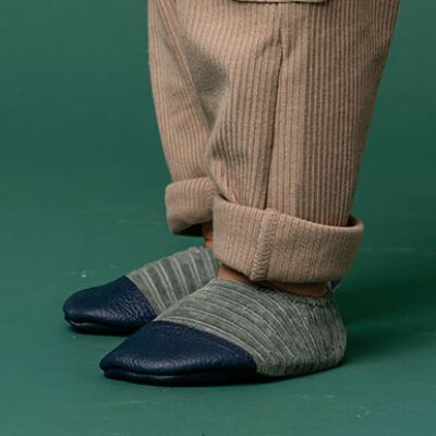 Les Pas Petits Velours Gris Vert