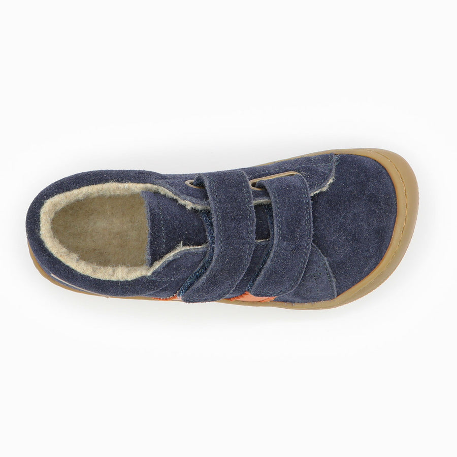 Naturino Barefoot Rimby Wool Velcros Navy Dark Orange