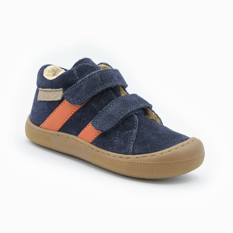 Naturino Barefoot Grimby Velcros Wool Navy Dark Orange