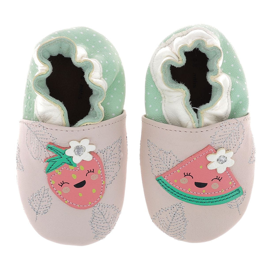 Robeez Chaussons Fruits Party Rose Clair Vert Clair