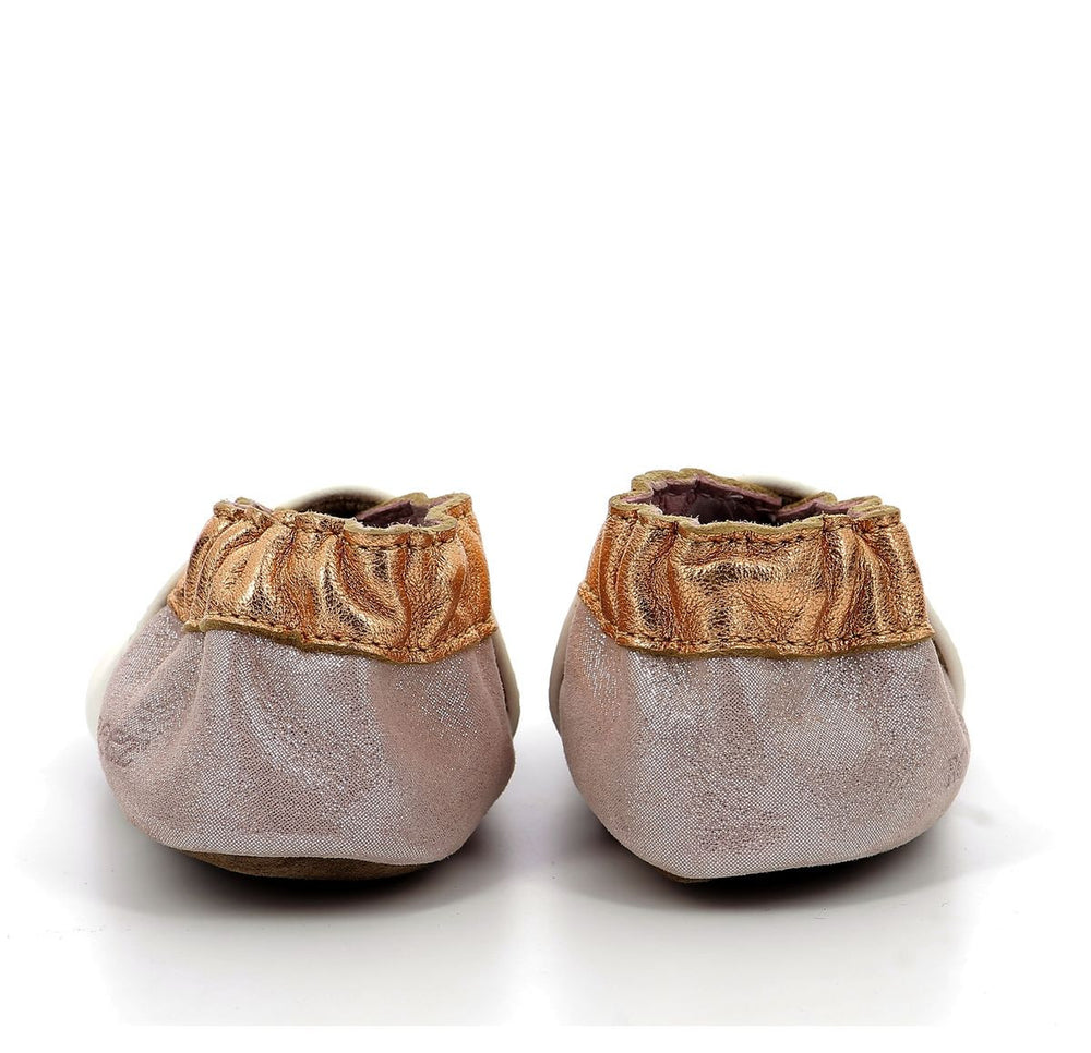 Pantuflas Robeez Dancing Mouse blanco rosa brillo