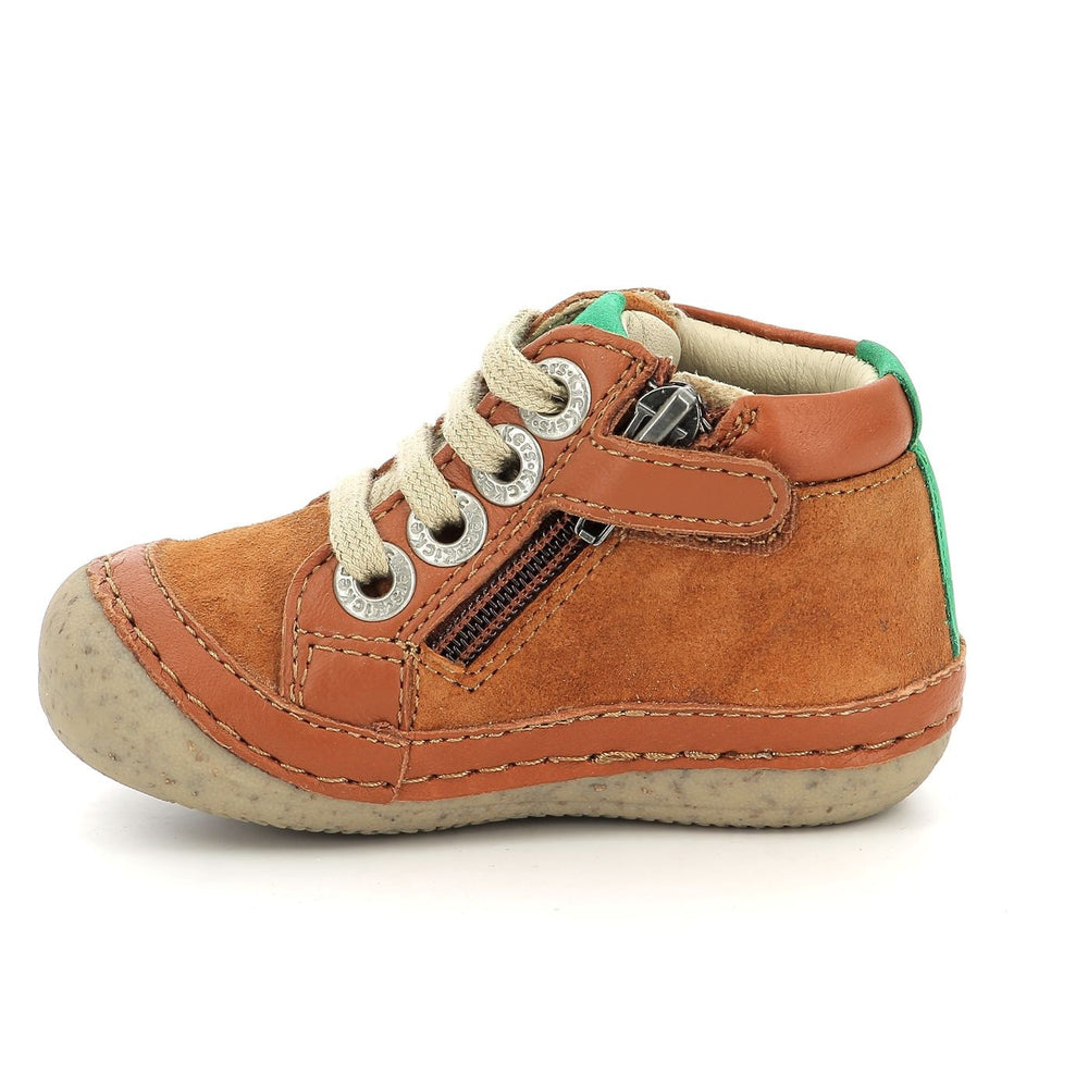 KICKERS Bébé Garçon KICKNATURE Plat Oxford Camel Beige 24 EU - Chaussures Confortables Avec Voute Plantaire