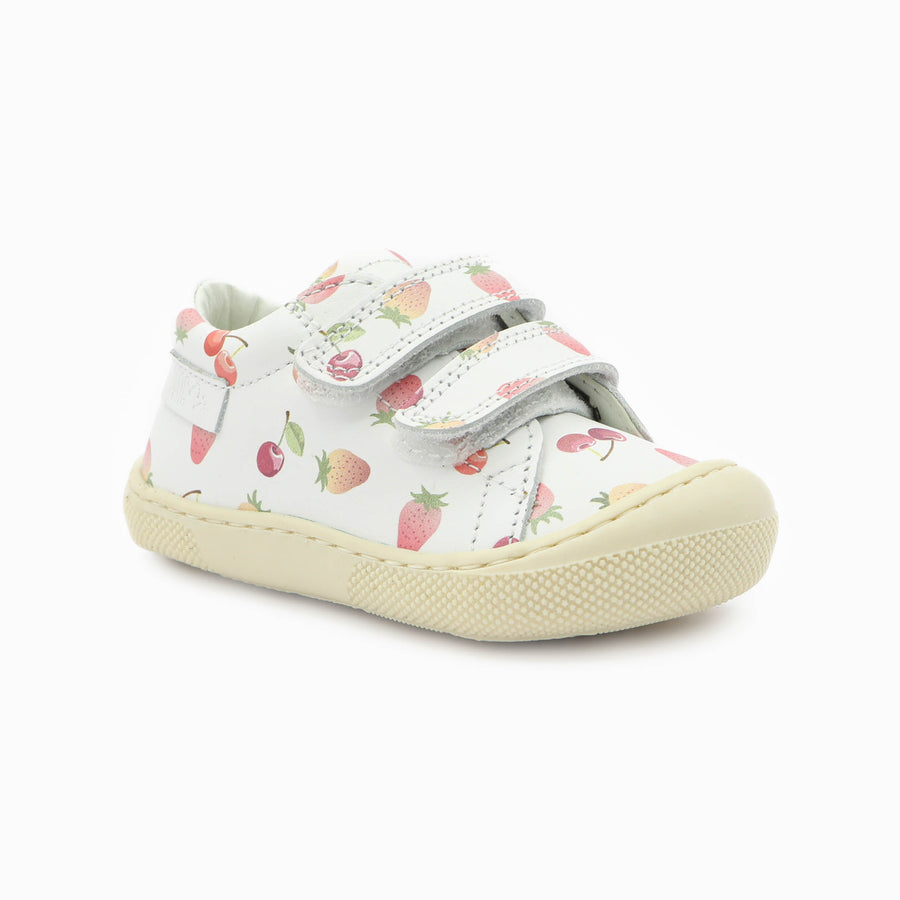 Naturino Barefoot Orec Low Velcros Cherries And Strawberry White