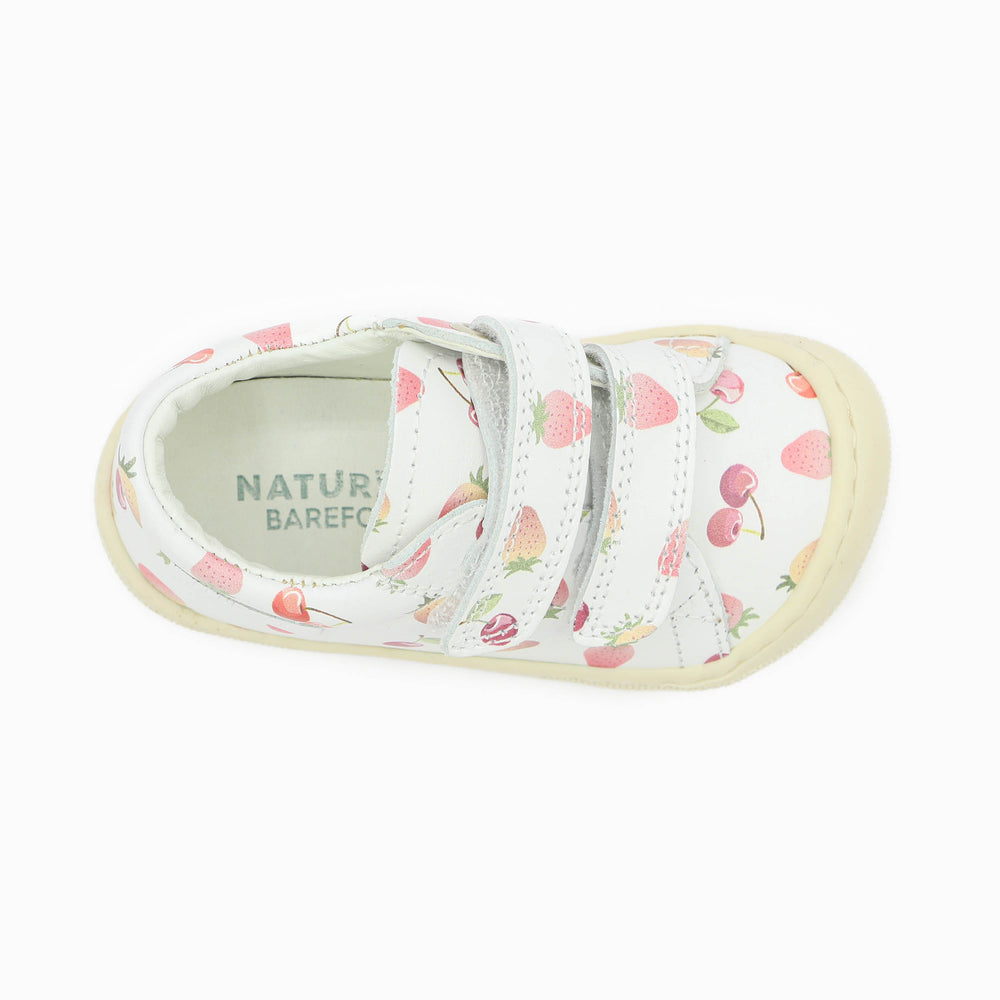 Naturino Barefoot Orec Low Velcros Cherries And Strawberry White