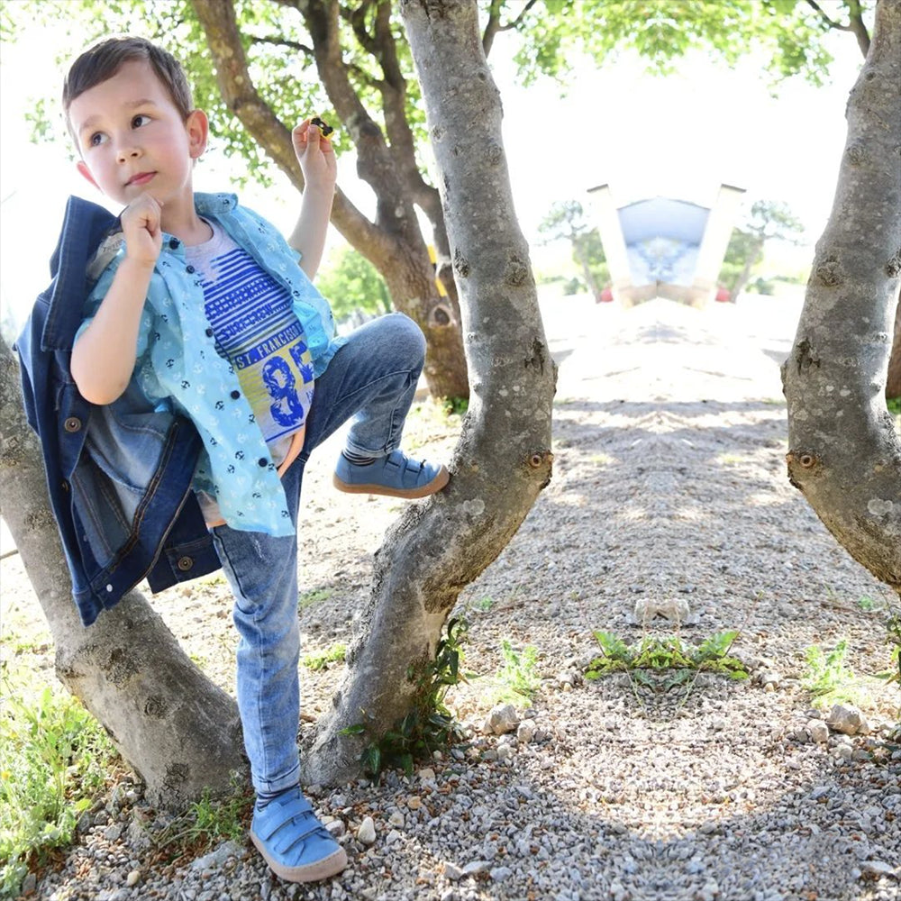 Froddo Barefoot Cuero Velcros Bleu Jeans
