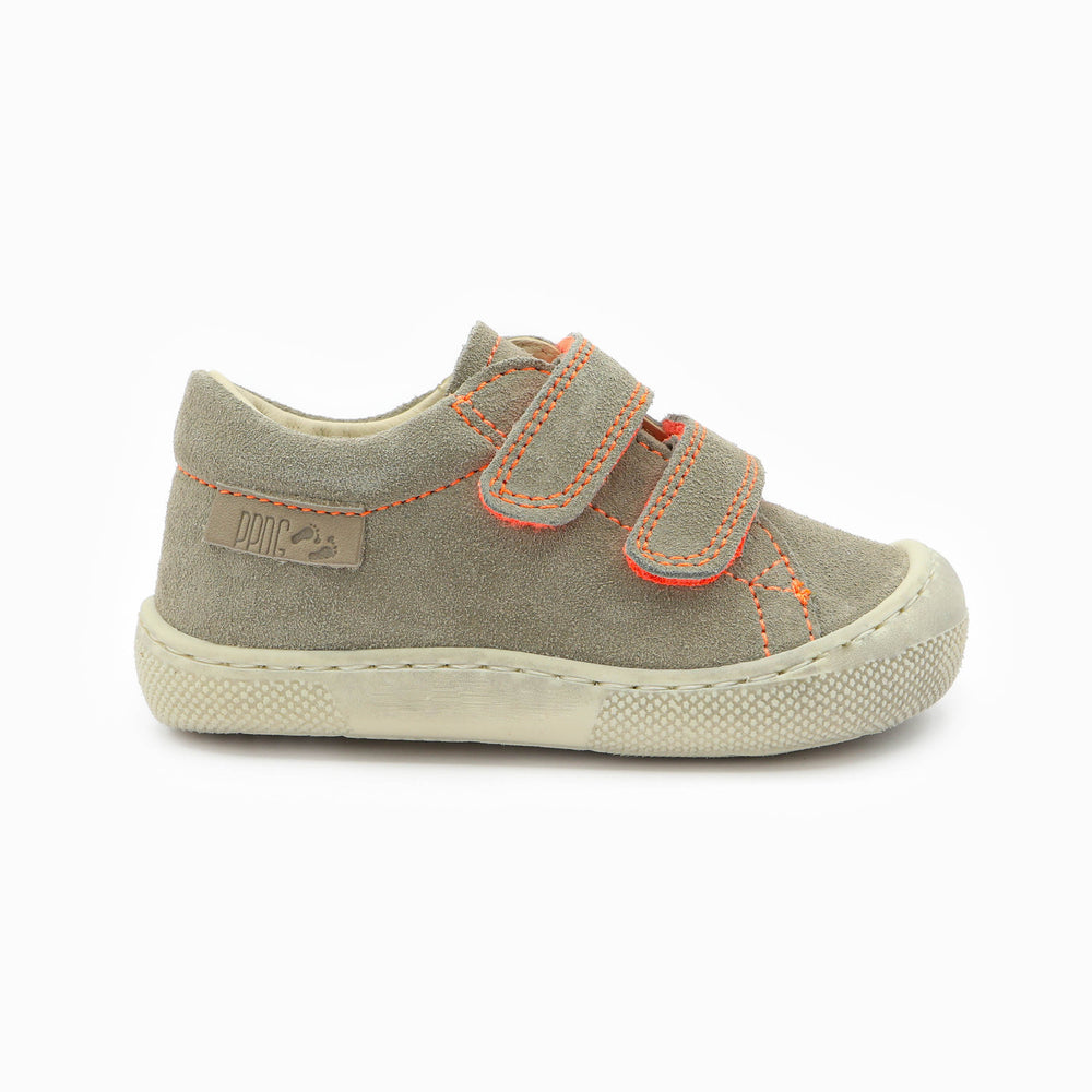 Naturino Barefoot Orec Low Velcros Bone Taupe Orange Fluo