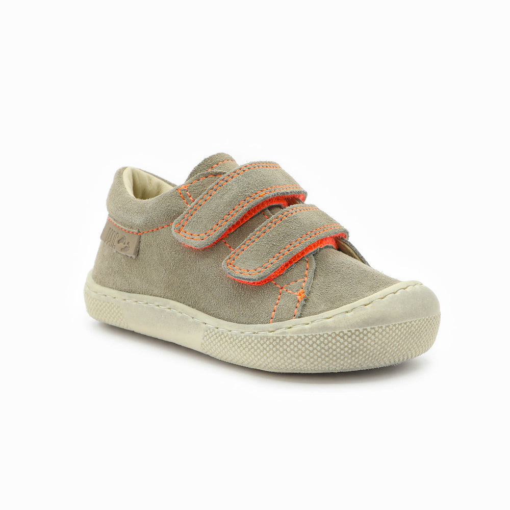 Naturino Barefoot Orec Low Velcros Bone Taupe Orange Fluo