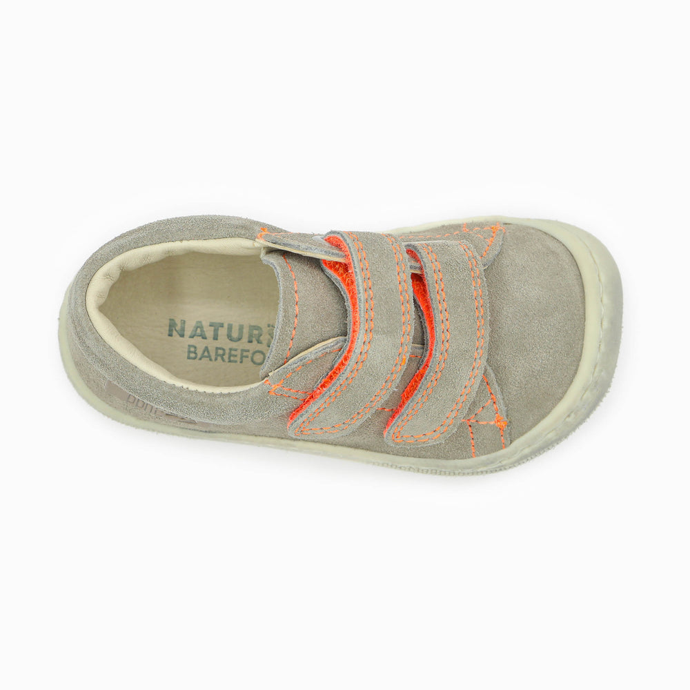 Naturino Barefoot Orec Low Velcros Bone Taupe Orange Fluo