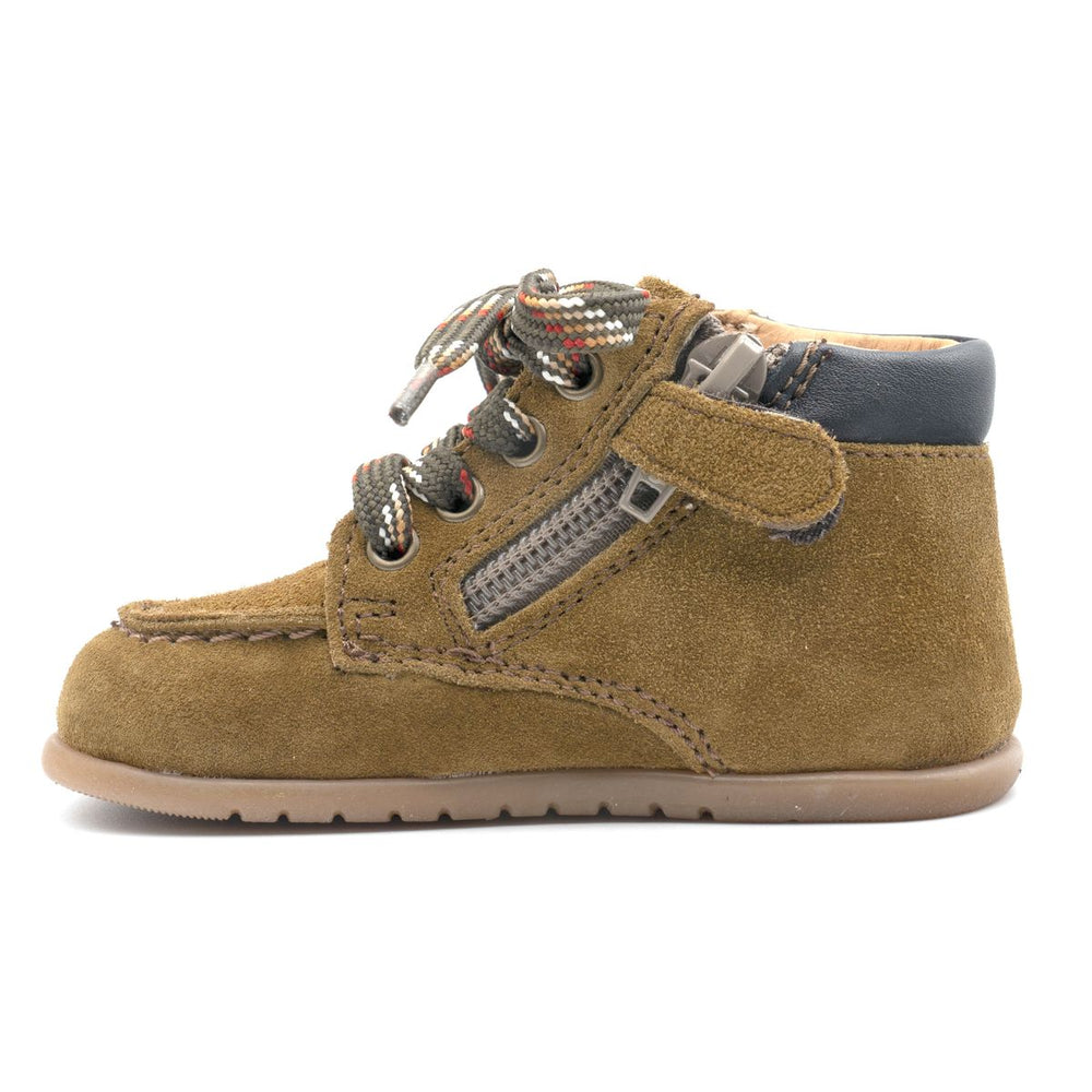 Babybotte barefoot Derbies Zip Velour Kaki