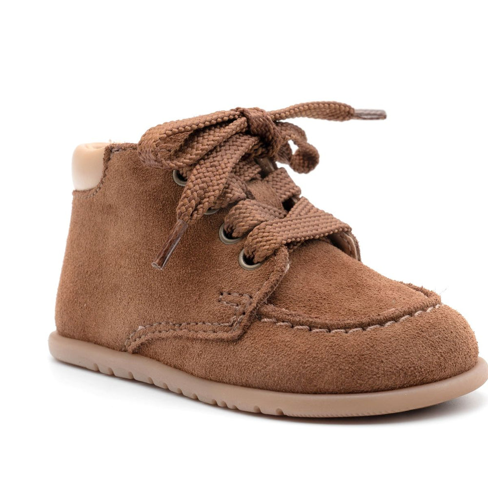 Babybotte barefoot Derbies Zip Velour Cuoio