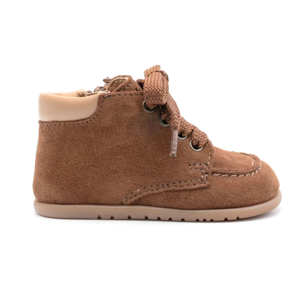 Babybotte barefoot Derbies Zip Velour Cuoio