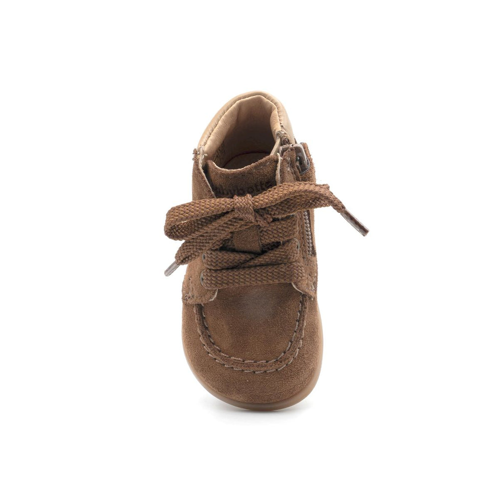 Babybotte barefoot Derbies Zip Velour Cuoio
