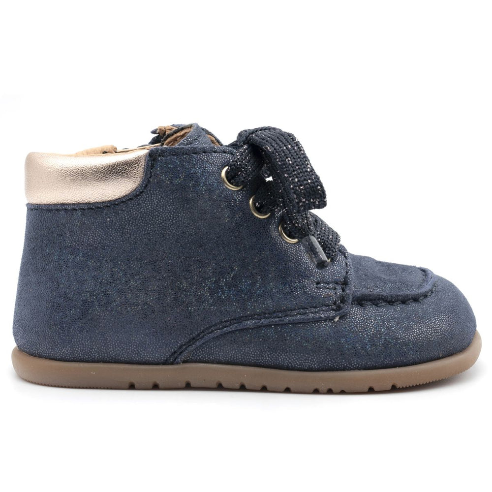 Babybotte barefoot Derbies Zip Confetti Blue Paillettes