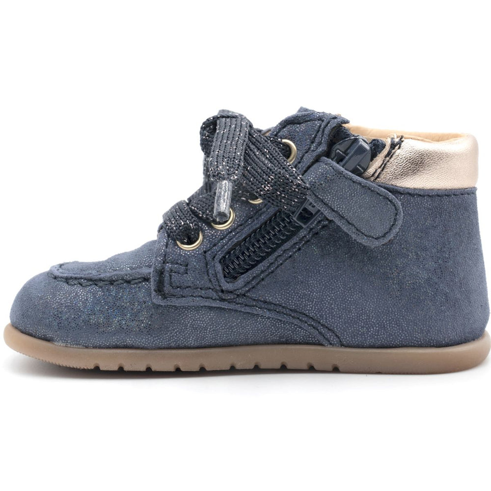 Babybotte barefoot Derbies Zip Confetti Blue Paillettes