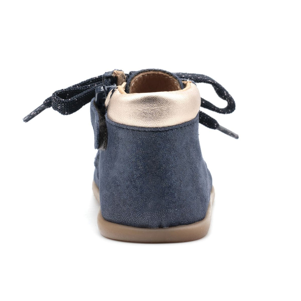 Babybotte barefoot Derbies Zip Confetti Blue Paillettes
