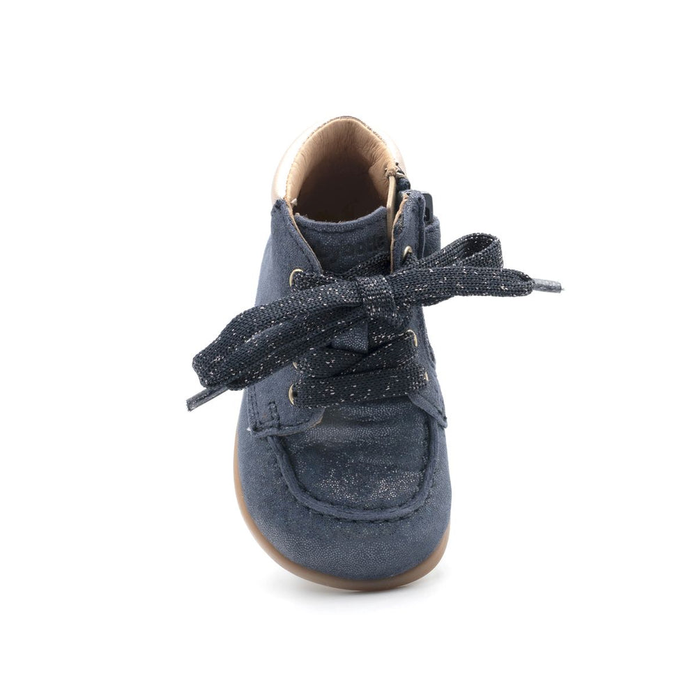 Babybotte barefoot Derbies Zip Confetti Blue Paillettes