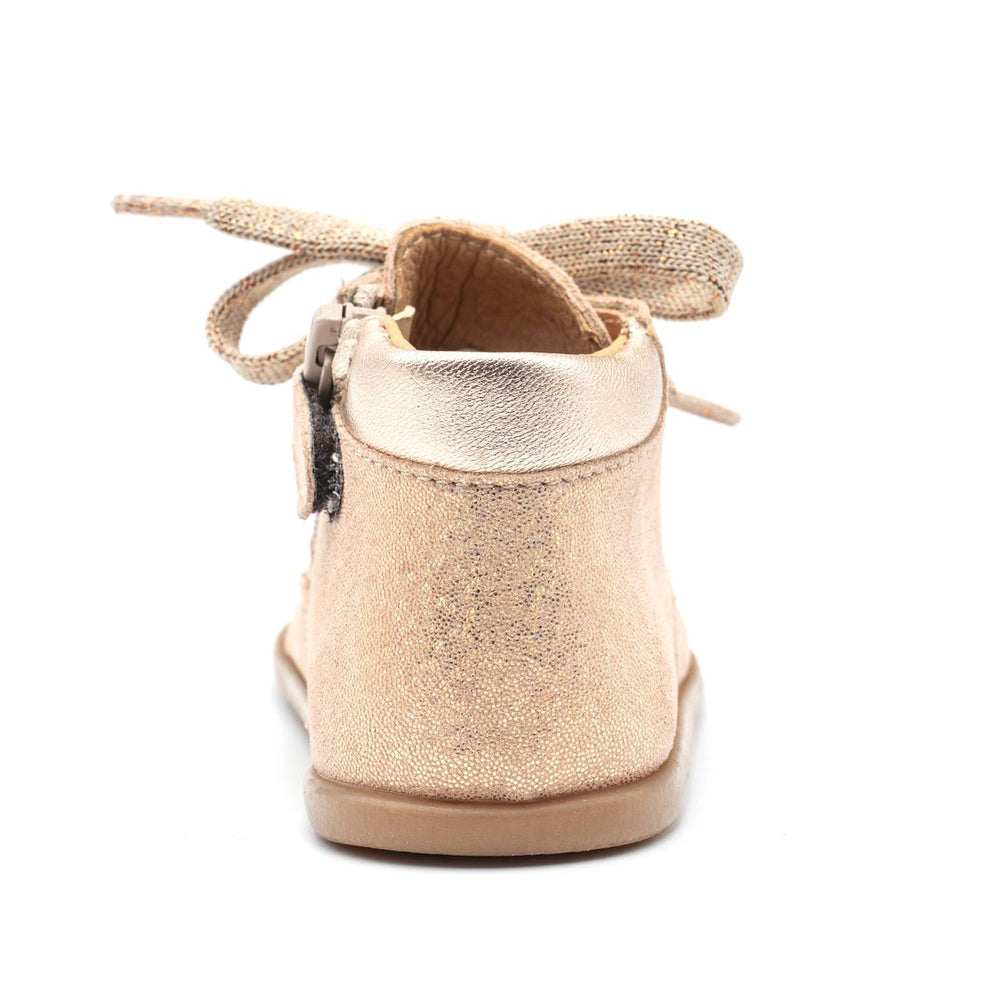 Babybotte barefoot Derbies Zip Confetti Rose Paillettes