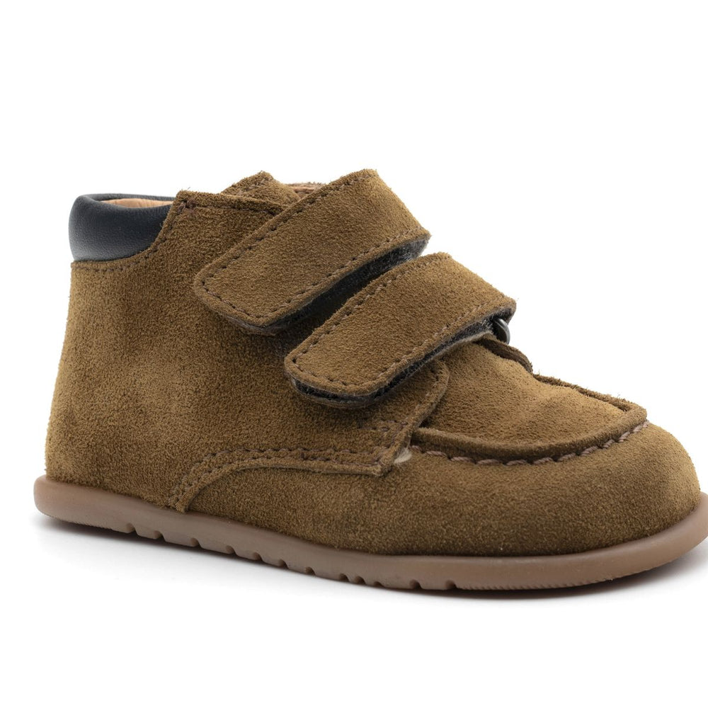 Babybotte barefoot Derbies Velcro Velour Kaki