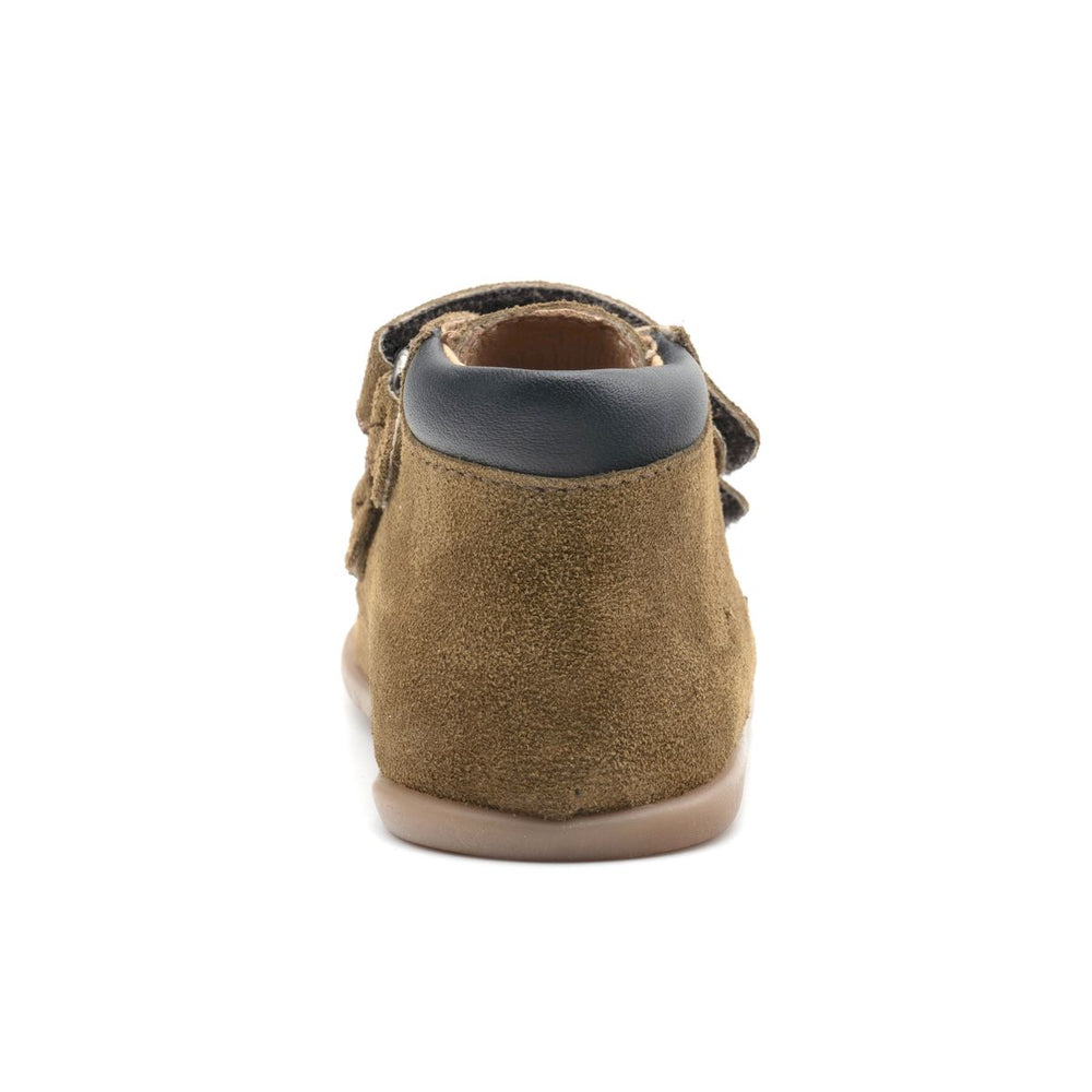 Babybotte barefoot Derbies Velcro Velour Kaki