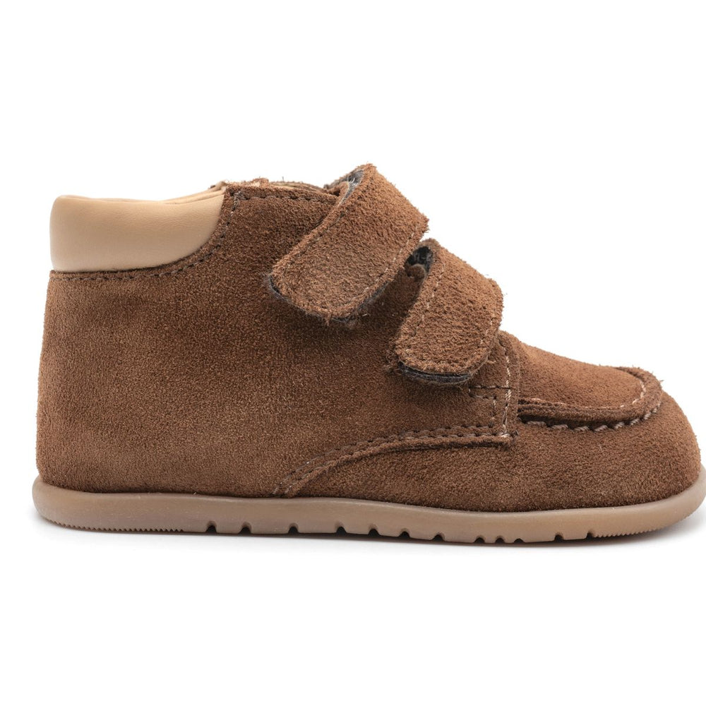 Babybotte barefoot Derbies Velcro Velour Cuoio