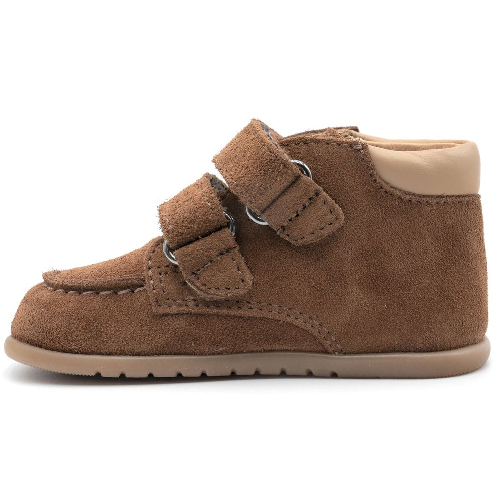 Babybotte barefoot Derbies Velcro Velour Cuoio