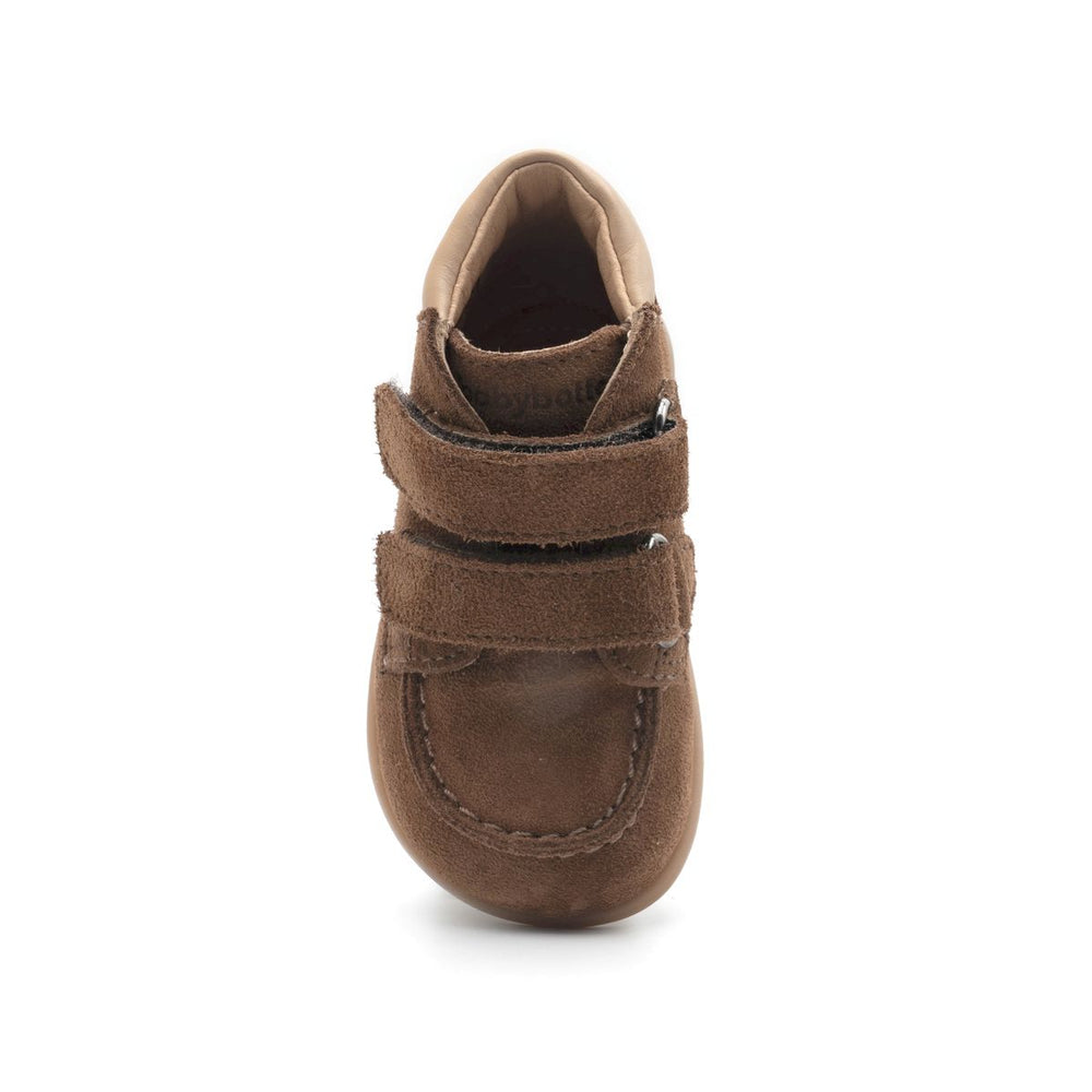 Babybotte barefoot Derbies Velcro Velour Cuoio