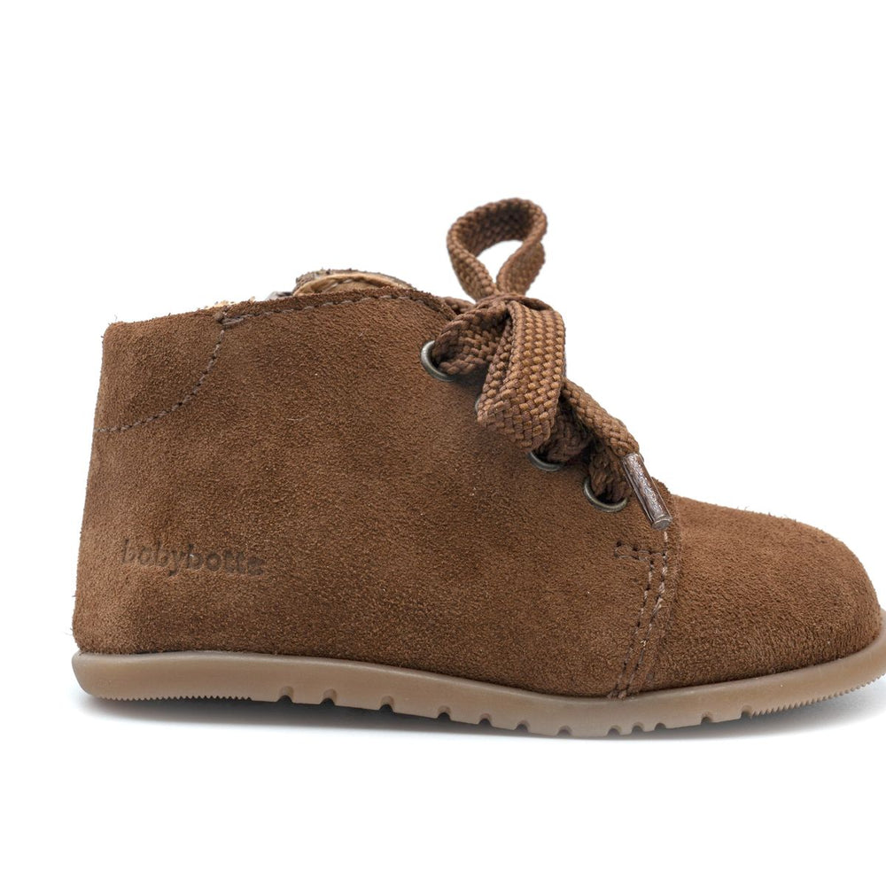 Babybotte barefoot Fredy Zip Velour Cuoio