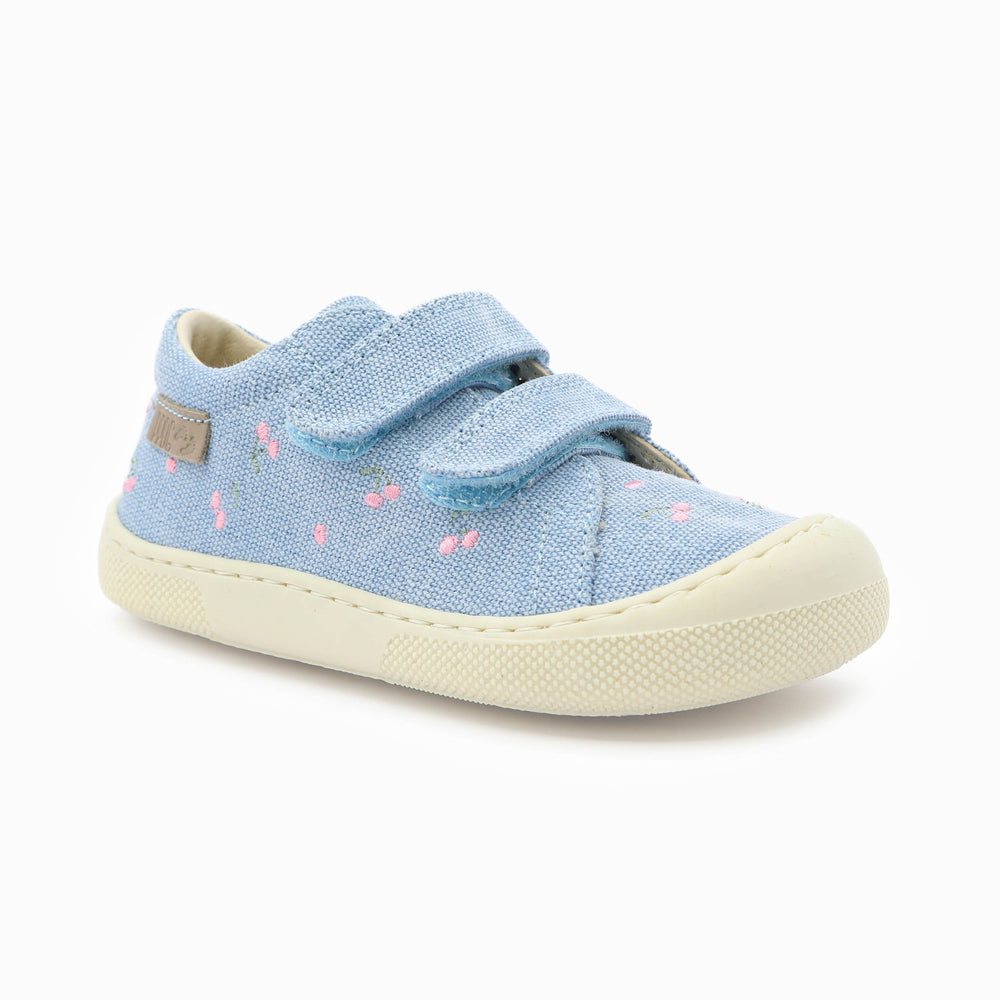 Naturino Barefoot Rabir Velcros Cherry Canvas Celeste