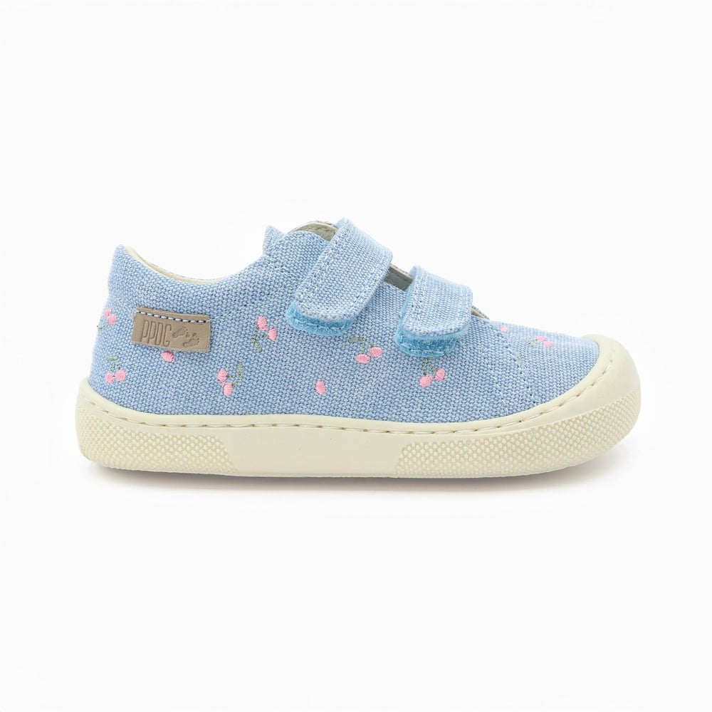 Naturino Barefoot Rabir Velcros Cherry Canvas Celeste
