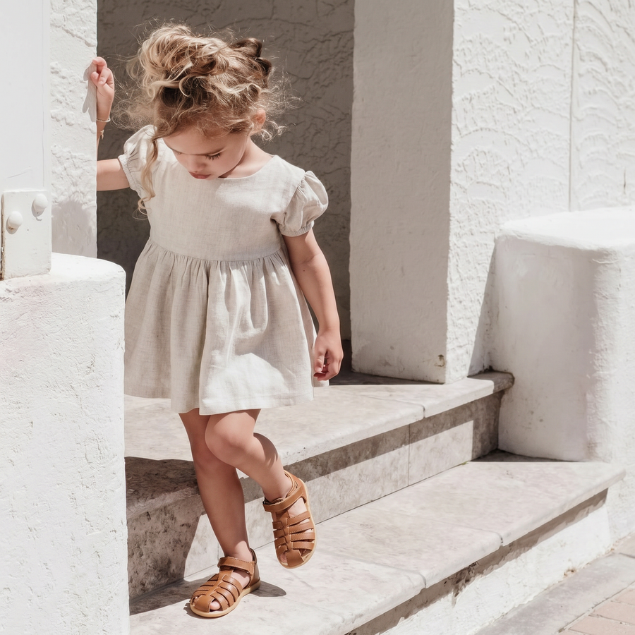 Babybotte Gaufrette Velcros Cognac