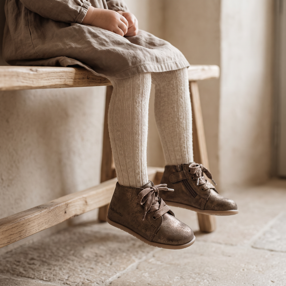 Babybotte barefoot Fredy Zip Bronzo Paillettes