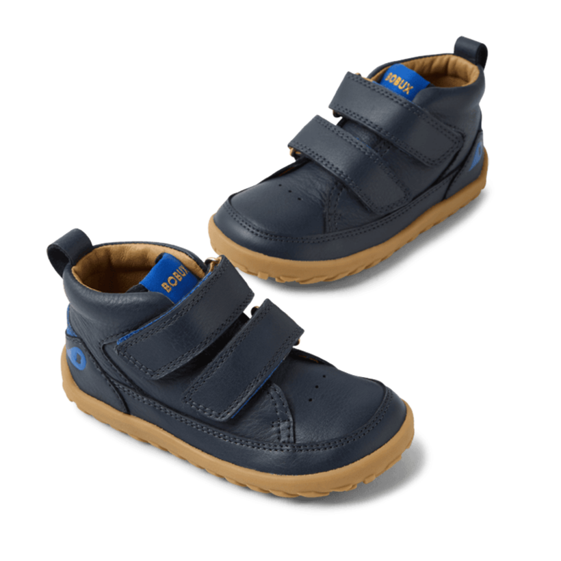 Chaussures Bébé Bobux Soft Sole Party Bear - Cuir Bleu Marine - Semelles Souples - Enfiler