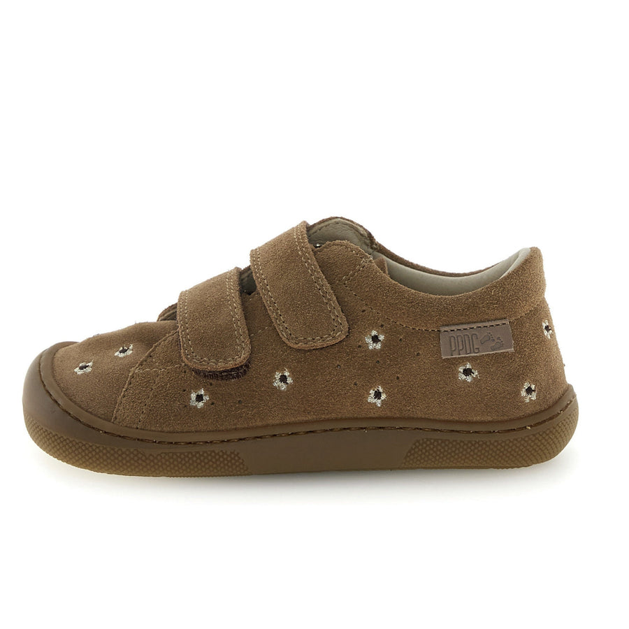 Naturino Barefoot Rabir Velcros Daisies Brown Platinum