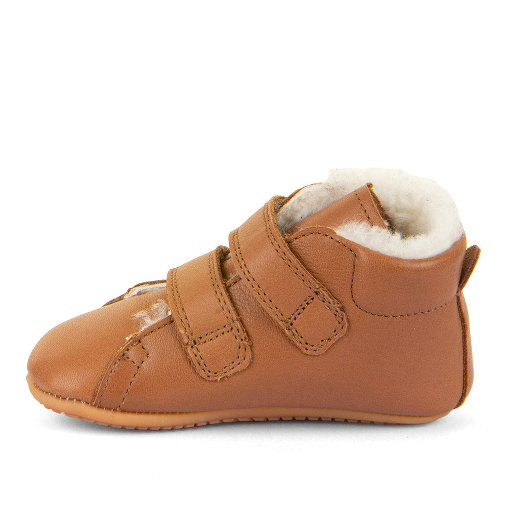 Froddo Prewalkers Barefoot Fourrés Deux Scratchs Cognac