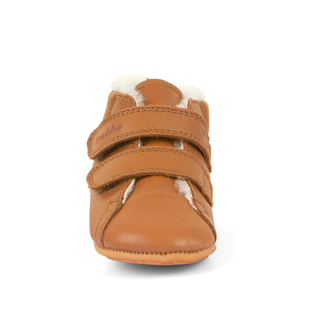 Froddo Prewalkers Barefoot Fourrés Deux Scratchs Cognac