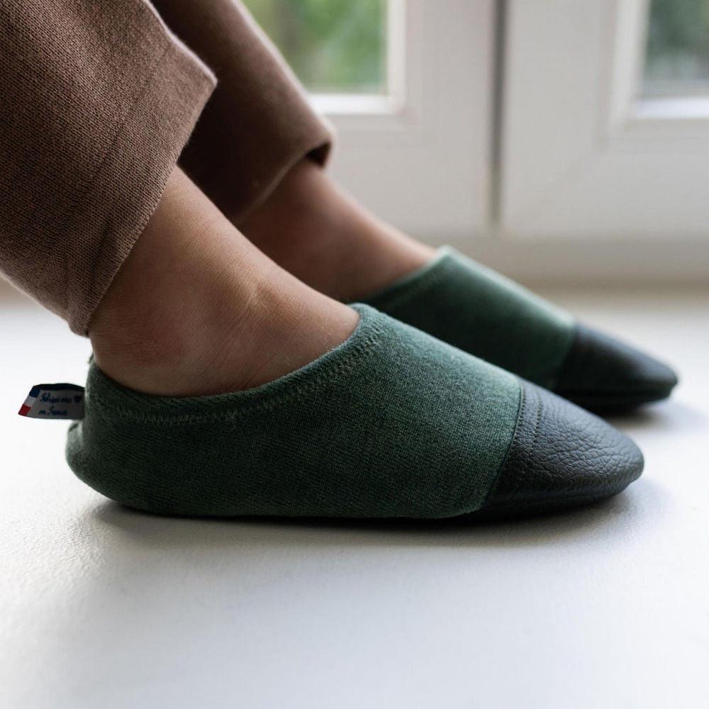 Les Pas Petits Velours Pyjama Gris Vert