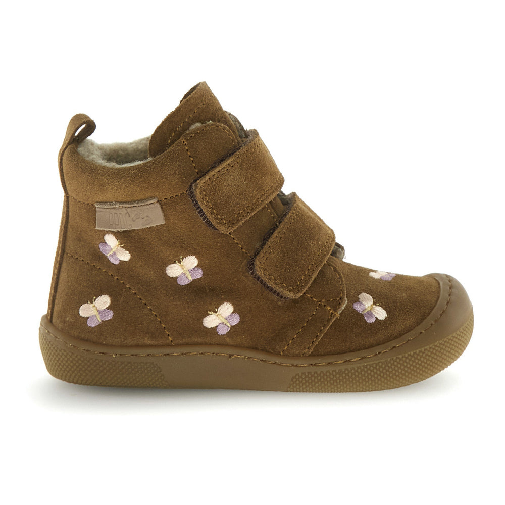 Naturino Barefoot Vont Velcros Suede Wool Butterfly Brown