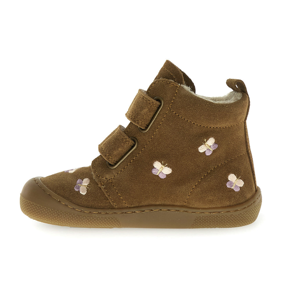 Naturino Barefoot Vont Velcros Suede Wool Butterfly Brown