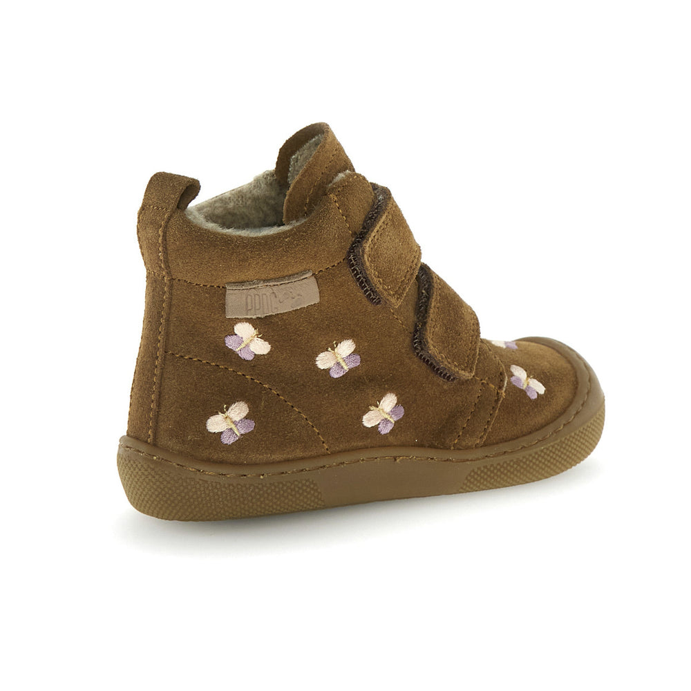 Naturino Barefoot Vont Velcros Suede Wool Butterfly Brown