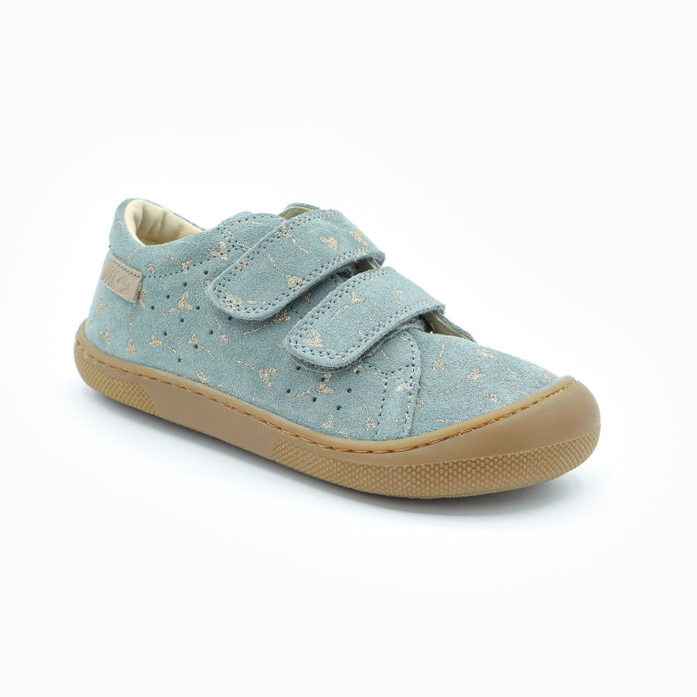 Naturino Barefoot Rabir Velcros Glitter Flower Hearth Cloud Platinum