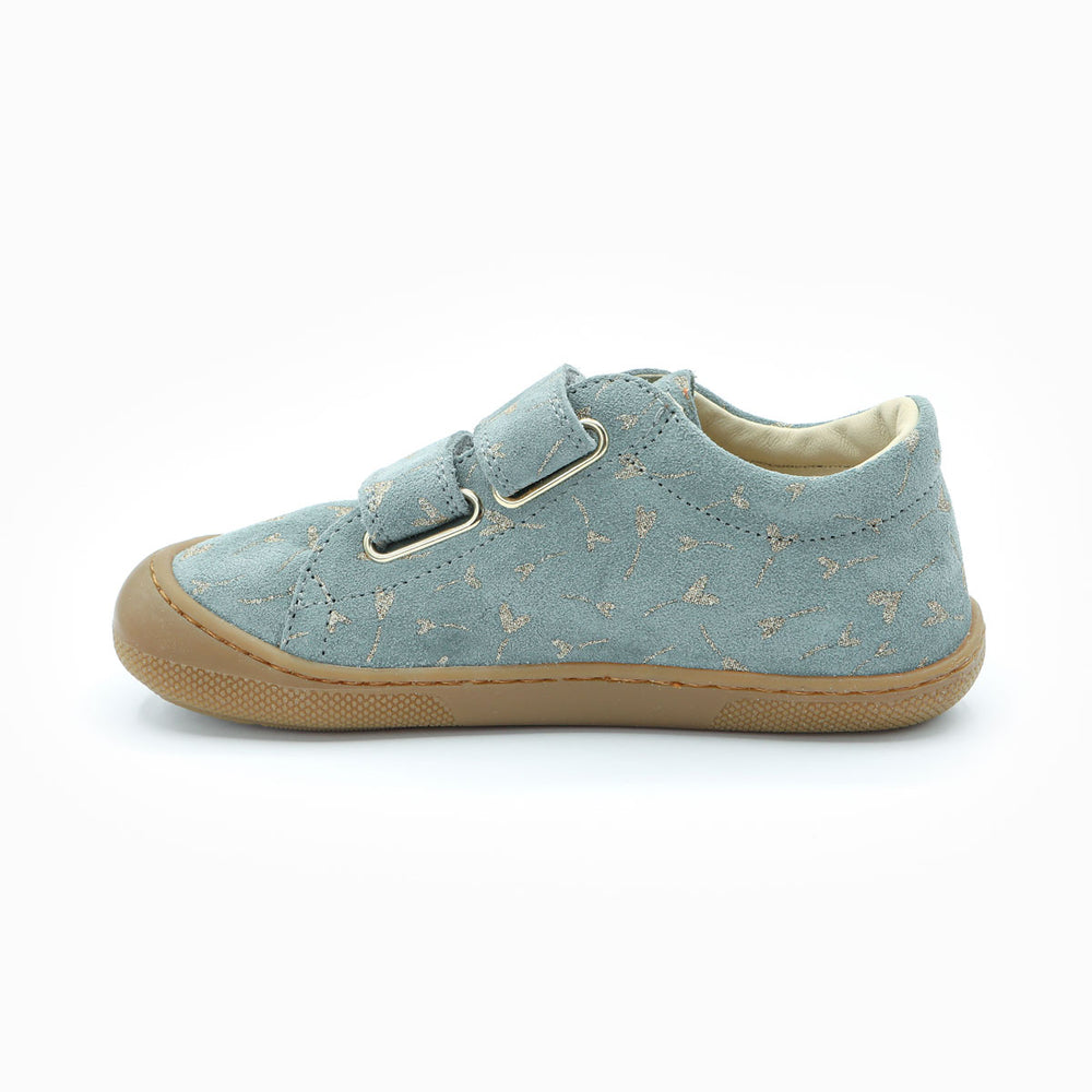 Naturino Barefoot Rabir Velcros Glitter Flower Hearth Cloud Platinum