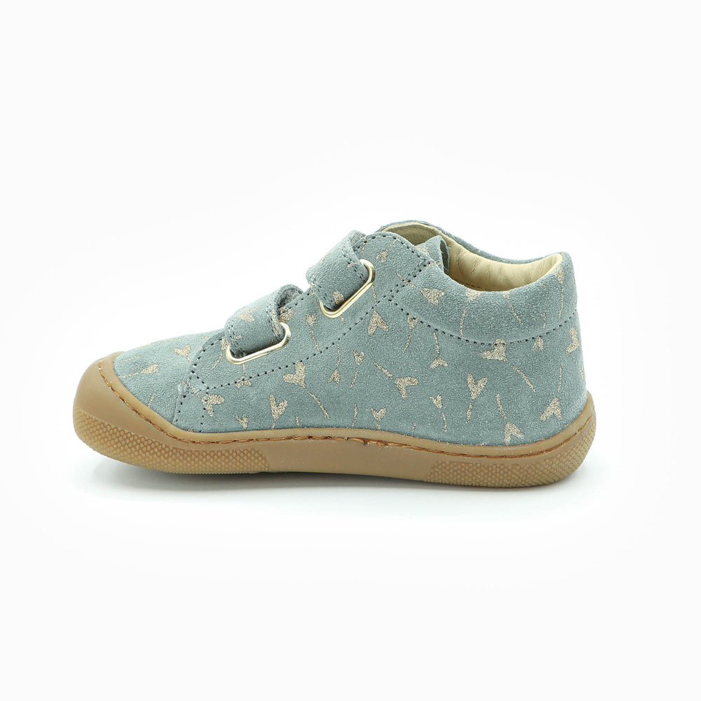 Naturino Barefoot Orec Velcros Glitter Flower Hearth Cloud Platinum