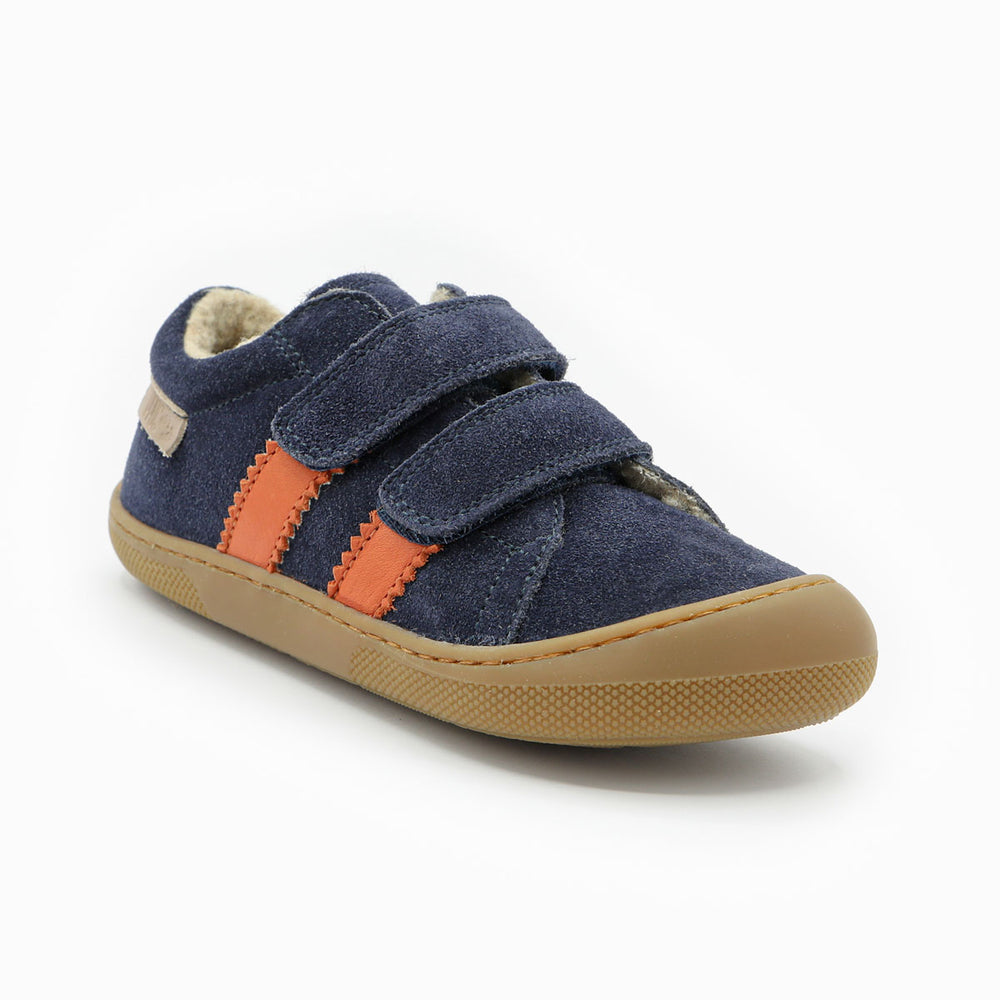 Naturino Barefoot Rimby Wool Velcros Navy Dark Orange