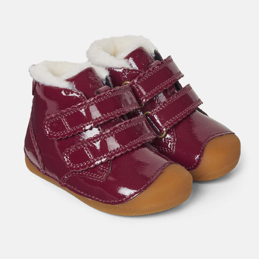 Bundgaard Barefoot Petit con Cierre de Velcro y Forro de Pelo Color Baya