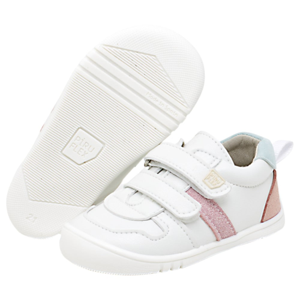 Piruflex First Sport Serraje Blanco Rosa